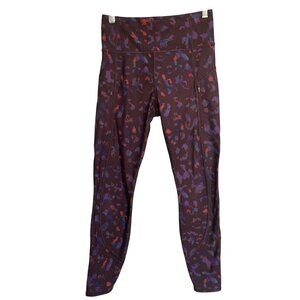 Athleta Rainier Leopard Tight Womens Small Purple Athletic Activewear Athleisure